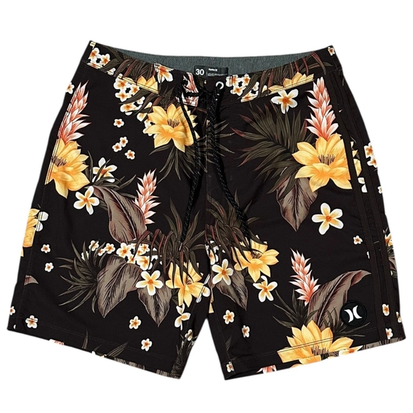 Hurley Men’s Boardshorts Brown Floral Logo Print 30in - Picture 1 of 6